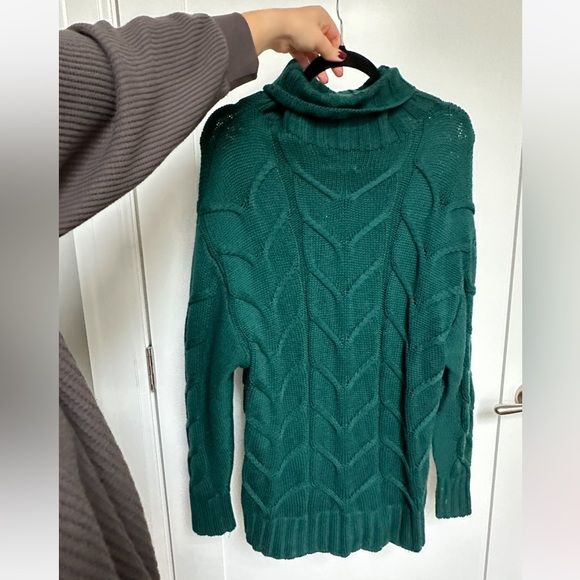 Aritzia Wilfred Green Cable Knit Green Champeux Turtleneck - Picture 4 of 6